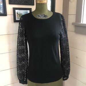 Black Lace Sleeve Sweater